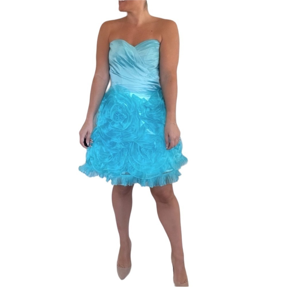 Jovani Strapless Blue Dress